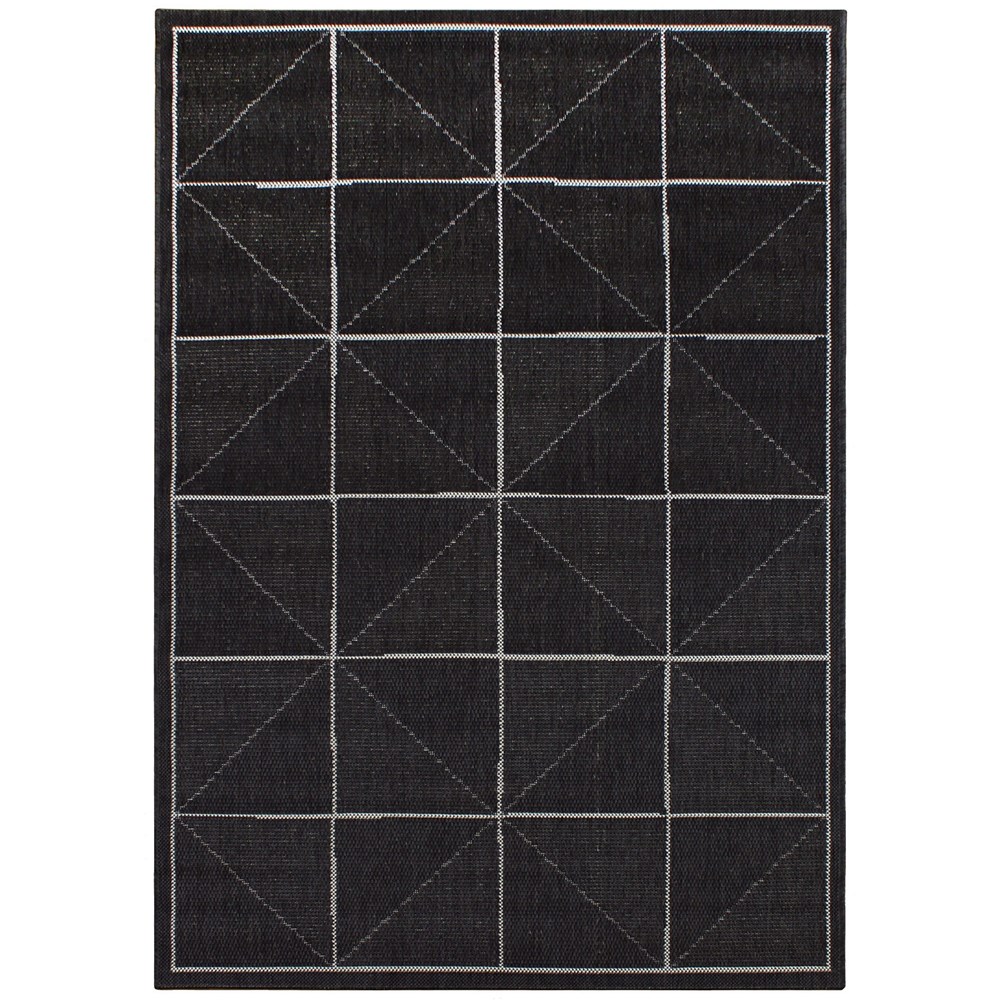 Patio Check PAT07 Geometric Outdoor Rugs in Charcoal Grey